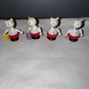 Vintage plastic Crazy Cat band moveable cats set 4
